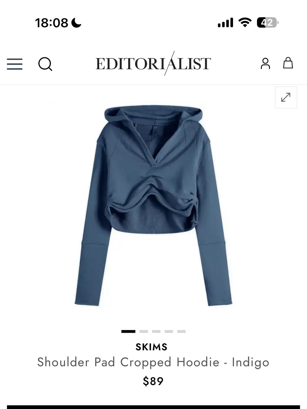 SKIMS Navy Cropped V-Neck Hoodie